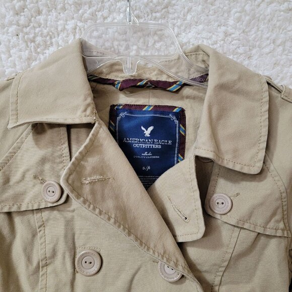 American Eagle Outfitters Jacket Button up Womens Small Tan 100% Cotton Pockets - Picture 3 of 10